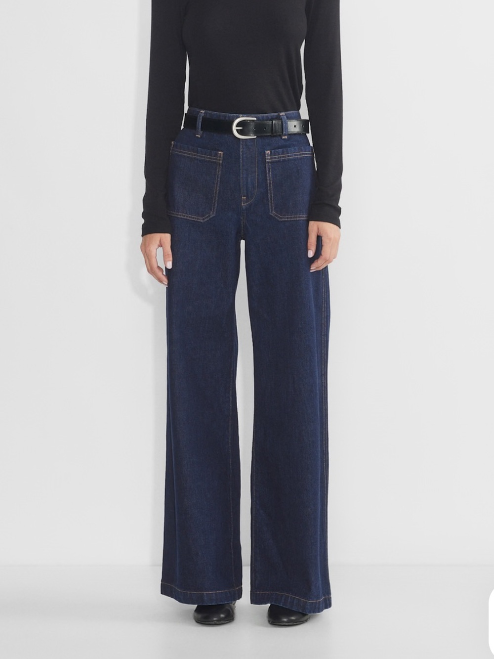 Wilfred Aritzia Stardom Pocket Wider Jean Wide-Leg Patch Pocket Jeans NWOT 28